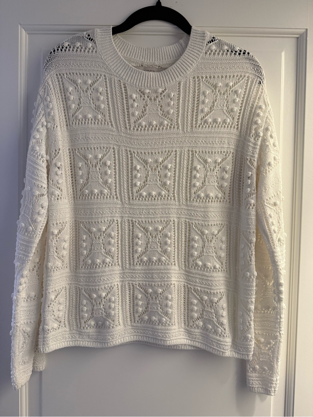 Ann Taylor Loft Open Weave Sweater in Ivory, Sz. S